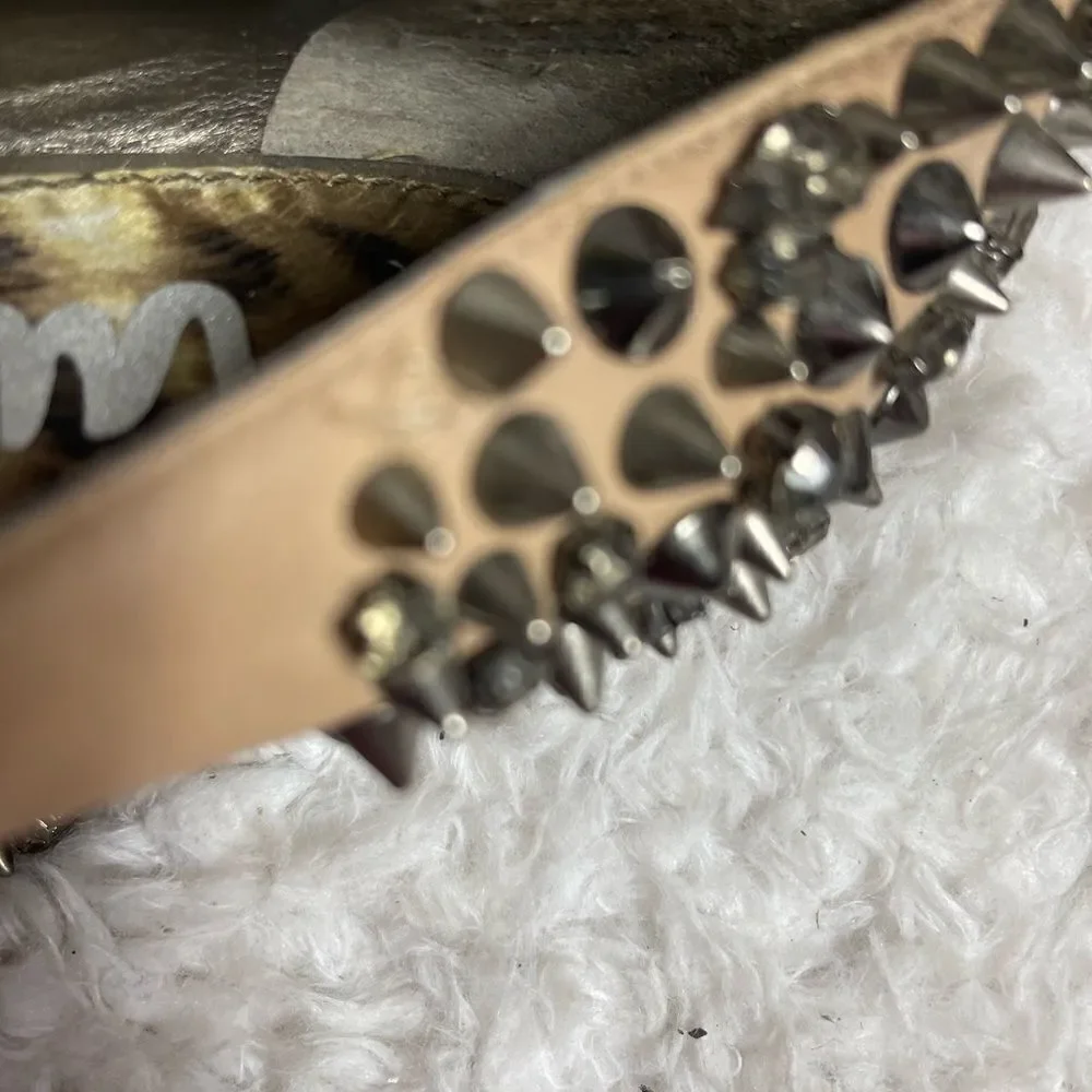Sam Edelman leather tan spikes hidden platform slip on heels size 8M